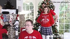 Taboo Christmas party turns into taboo teasing with step sister